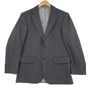 Vtg Oscar de la Renta Cashmere Blazer 40R Sport Coat Flannel Gray Classic Luxury